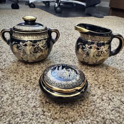 Greek Black and Gold Porcelain Set (E.M. & S.K.)