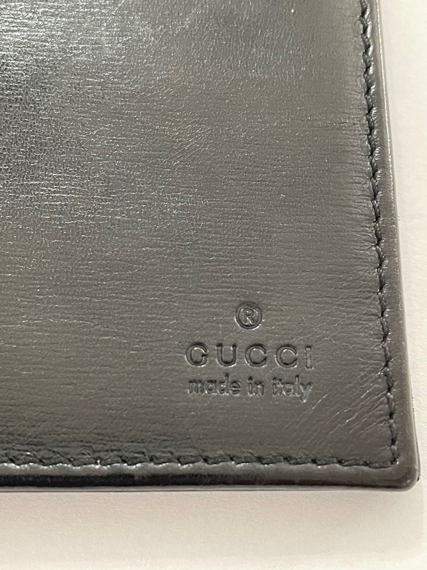 Used Authentic Gucci Money Bill Clip Wallet card Case Holder 4 Slips Leather Black pre-owned 