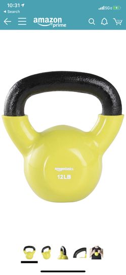 NEW IN HAND AmazonBasics Vinyl Coated Cast Iron Kettlebell Weight 12 LBS