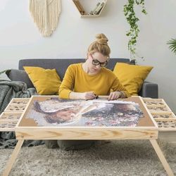 Wooden Jigsaw Puzzle Table w/ Sorting Trays – Foldable Legs | Perfect Gift