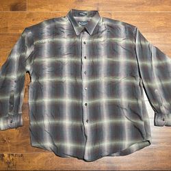 Burberrys Of London Mens Size X-Large XL Long Sleeve Button Up Shirt 100% Rayon