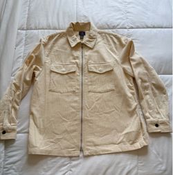 H&M Men's Corduroy Zip-Up Jacket Shirt Cream Size Large