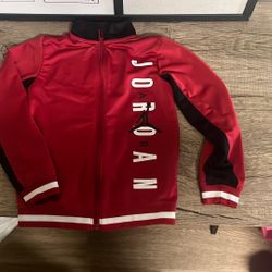 NIKE AIR JORDAN Boys Jumpman Full Zip Warm Up Jacket, Size 6m 5-6 years Black/Red