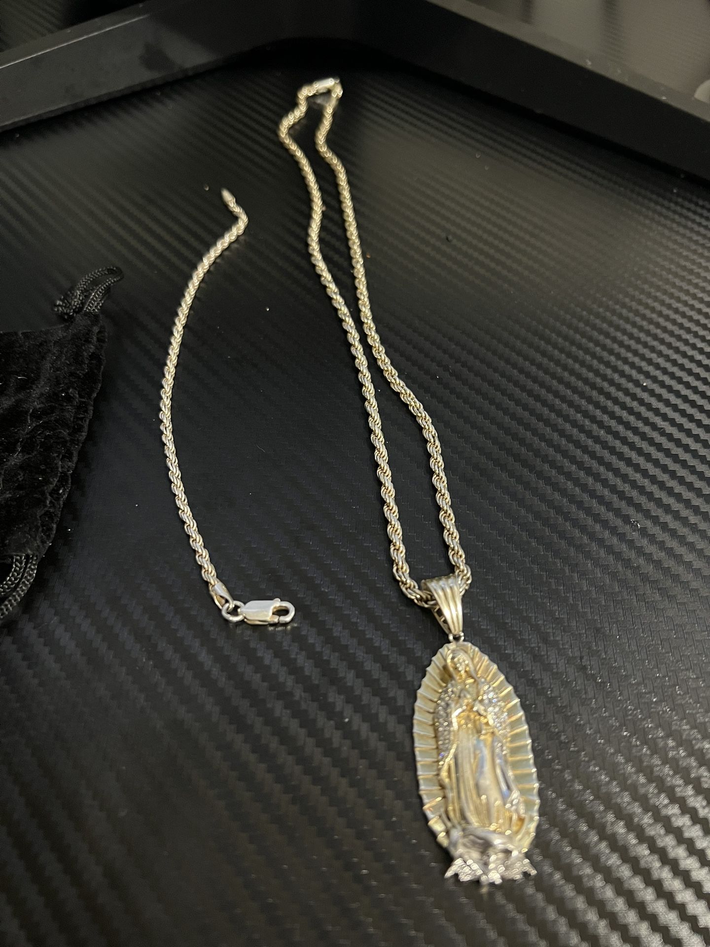 14k gold Vermeil rope chain Pendant And Bracelet 