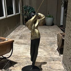 Golfer Statue Made Of Ceramic And Gold