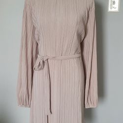 Abercrombie & Fitch Women's Beige Color Midi Dress Size L Lined Spaghetti Straps