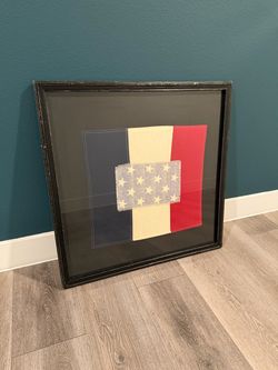 Pottery Barn Framed Patchwork Flag Wall Art