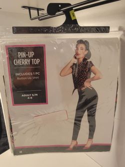 Pin-Up Cherry Top costume shirt for adults in size S/M (sizes 4-8).