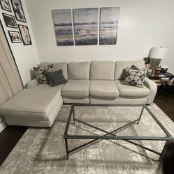 Grey Sofa And Black Coffee Table Set