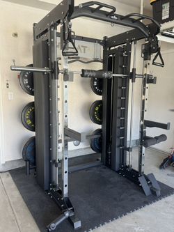 Smith Machine, Pulley System, Power Rack, Rubber Weights, Dumbbells 
