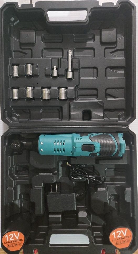 Cordless Electric Ratchet Wrench Set 12V Power Ratchet Tool Kit With 2 Batteries And Charger, brand new