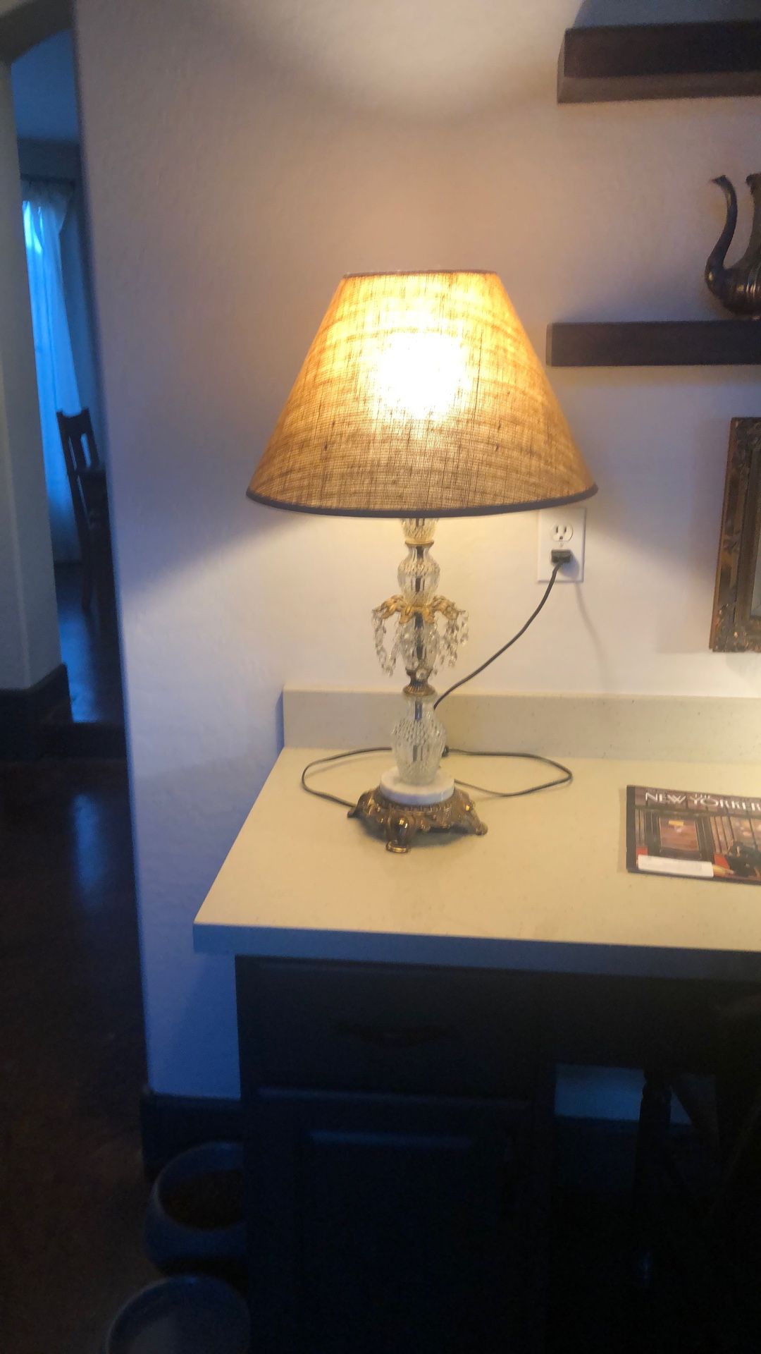 Antique Crystal Marble Lamp