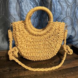 JLMMEN Straw Beach Bag for Women, Summer Handwoven Tote Bags Purse with Tassel,