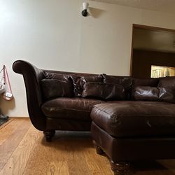 Pair of Large Leather Sofas