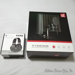 Complete Recording Studio Bundle Condenser Microphone,  Recording Booth,  Shock Mount, Pop Filter, Xlr Cable And Headphones