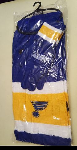 St Louis Blues knit scarf and gloves gift set