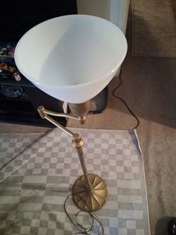 Gold Torchiere Floor Lamp with White Shade