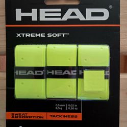 Brand New Head Xtreme Soft Yellow 3 Pack Racquet Overgrip Tape