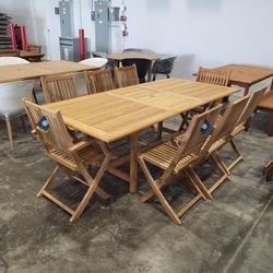 *BRAND NEW* OPEN BOX 9 Piece Extendable 100% FSC Certified Teak Wood Outdoor Furniture Dining Set
