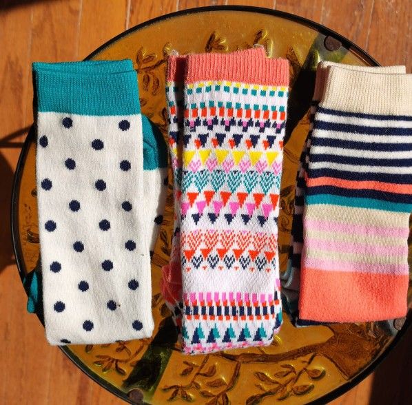 Set Of 3 Colorful Preppy Kids Children's Knee Length Socks One Size