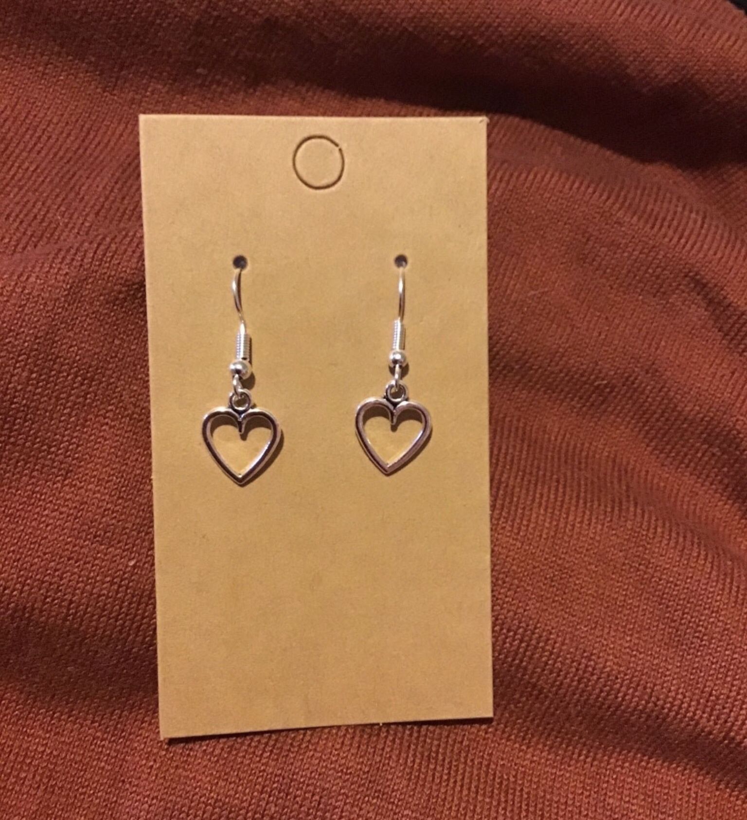 Small Silver Colored Heart Earrings 