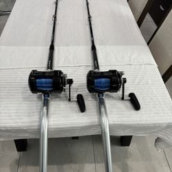 Avet 50W 2 Speed T-RX Quad 100 Lb drag on New Daiwa Tanacom 40-100lb Bent, But Swivel Tip Rods 