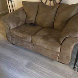 Light Brown Love Seat And Couch
