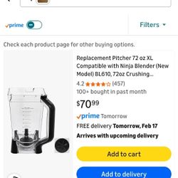 Ninja Blender Replacement Pitcher 72 oz SEE MODELS IN DESCRIPTION 
