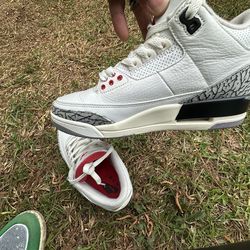 Size 7 Nike Air Jordan 3 Retro "White Cement Reimagined" sneakers.