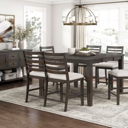 6 PIECE RICH DARK ESPRESSO FINISH DINING TABLE SET COMEDOR MESA SILLAS LOVESEAT BENCH