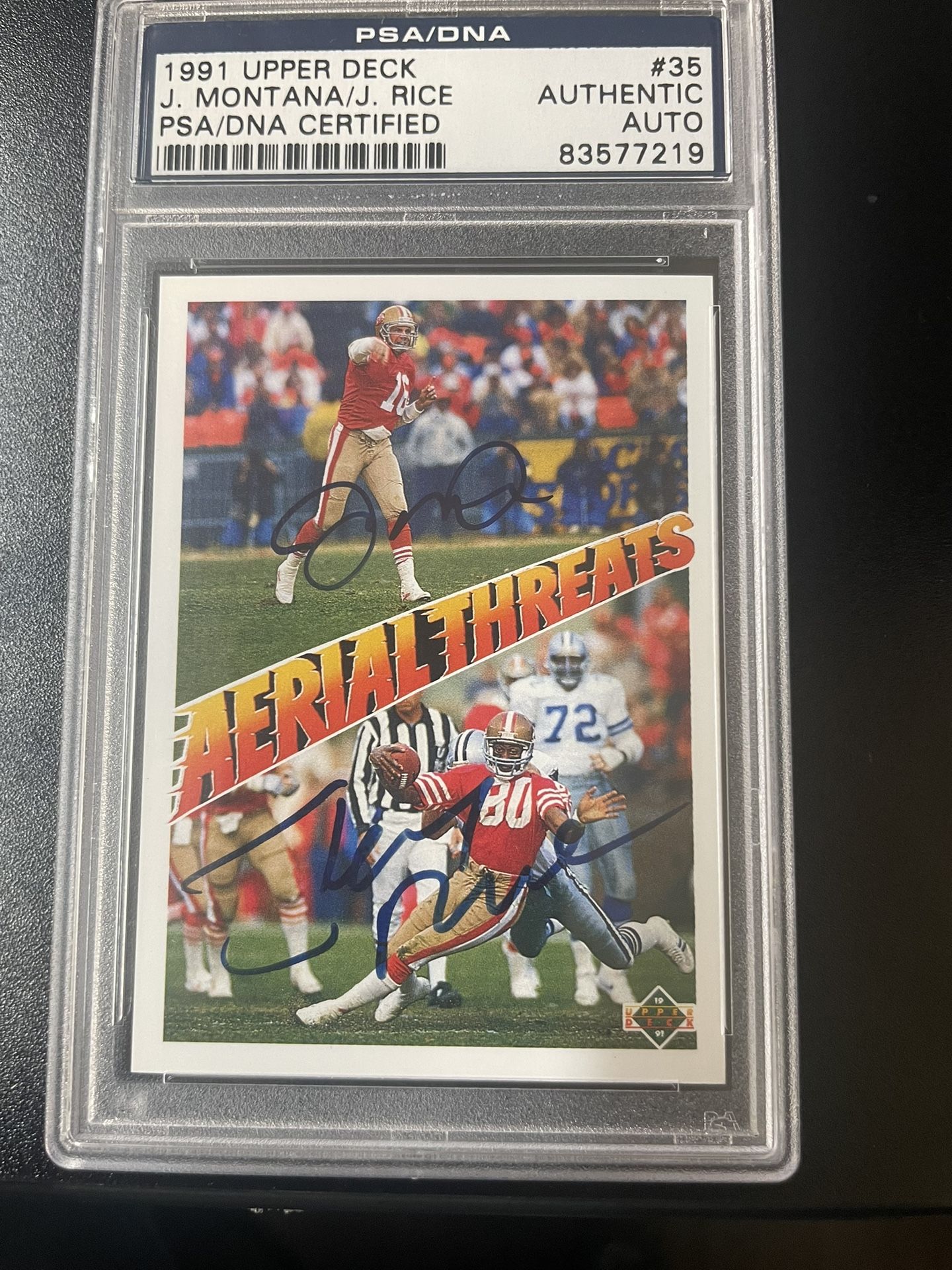 Joe Montana Jerry Rice 1991 UpperDeck PSA/DNA Certified Autographed Card