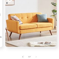 65" W Loveseat Sofa, Mid Century Modern Decor Love Seat Couches for Living Room, Button Tufted Upholstered Small Couch for Bedroom, Solid and Easy to 