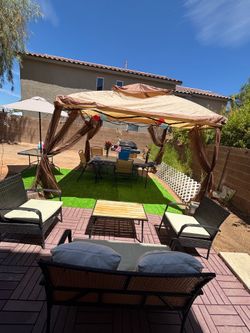 Canopy with net missing screws from one side (right side in pic) still works take as is comes with storage bag with wheels price  is firm