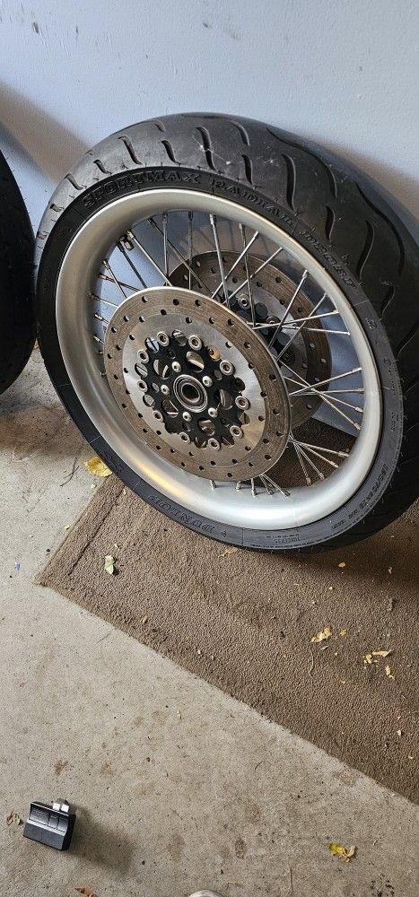 Harley Vrod V Rod Spoked Front Wheel Brembo Rotors Tire