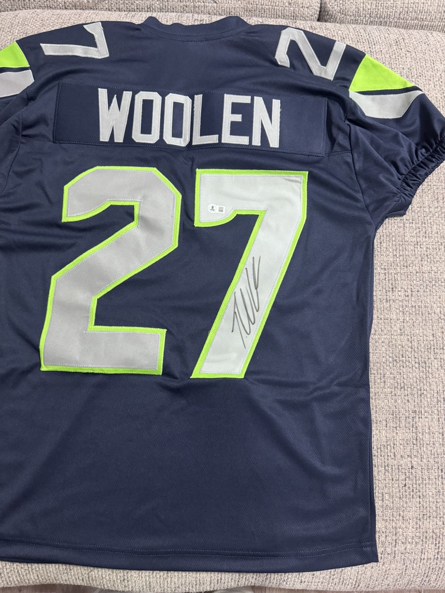 Tariq Woolen Signed Autograph Custom Jersey - Beckett Coa- Seattle Seahawks