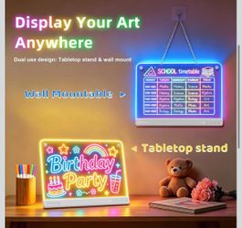 🆕 in 📦 Led Drawing Board16'',Toys Gifts for Kids,Rechargeable,Tabletop&Wall Mountable,10Light Effects,Easy-clean,for4-13years old Gifts