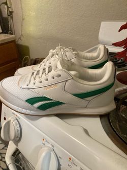 Reebok White and Green Low-Top Sneakers