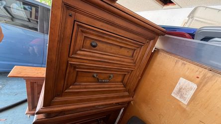 Queen bed set with two Wood Nightstand with Two Drawers