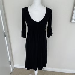 Max Studio 3/4 Ruffle Sleeve Black Midi Dress, XS