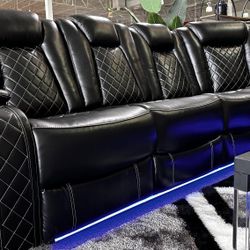 Orion Black Power or Manuel Reclining Huge Sectional With Led, Speaker /P