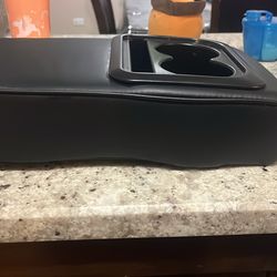 Car Center Console Armrest with Cup Holder & Phone Holder, Leather Arm Pillow Cushion Universally Works on Consoles Open Upward