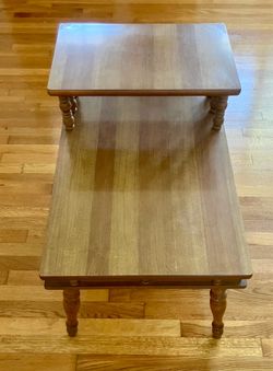 Vintage Wooden 2-Tier Step End Table