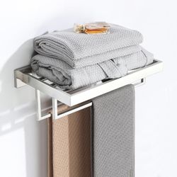 Alise 16 Inch Towel Racks for Bathroom, Towel Rack Wall Mounted with Double Towel Bars, SUS 304 Stainless Steel Towel Shelf, Heavy Duty Hand Towel Hol