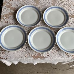 Arabia Finnish 8” Blue Ribbon Dinner Plates
