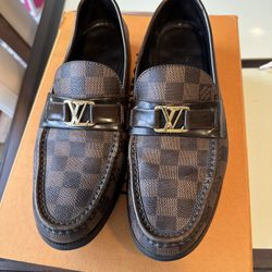 Louis Vuitton Brown Damier Canvas and Leather Major Loafers Size