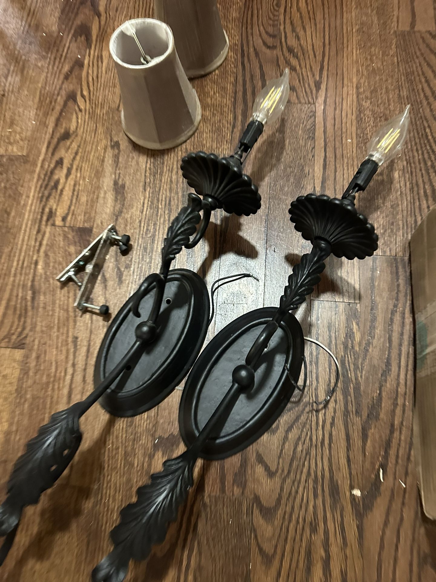 Vintage Black Iron Wall Sconces 