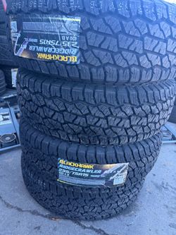 (4) 235/75R15 SET OF NEW TIRES BLACKHAWK 50.000 MILES !! INSTALLED AND BALANCE !!
