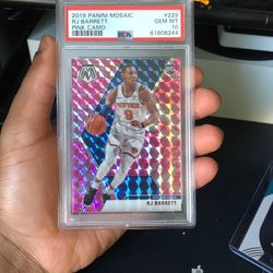 RJ Barrett Knicks RC PSA 10 GEM MINT 2019 Mosaic Pink Camo #229