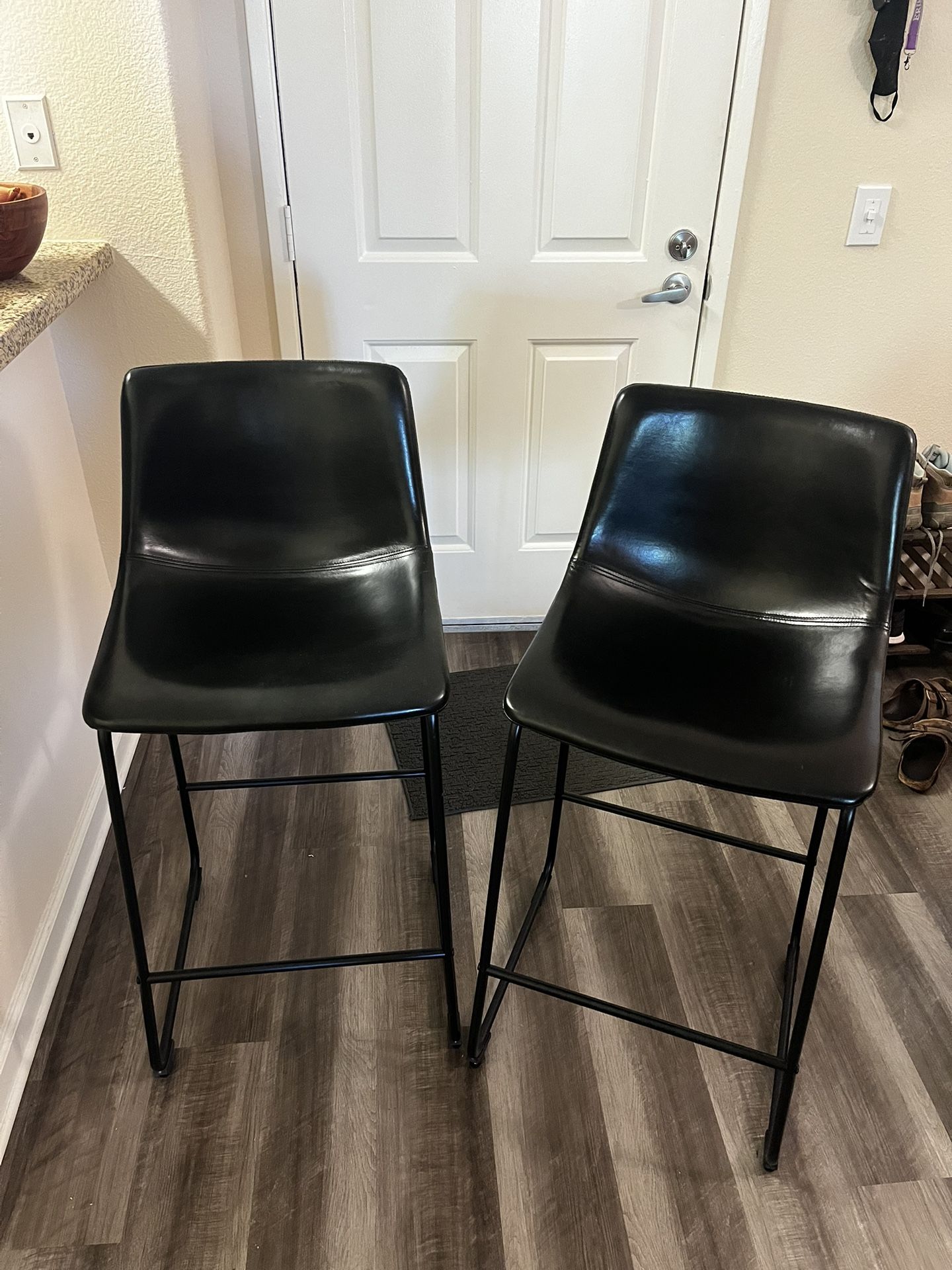 Black Faux Leather Bar Stools