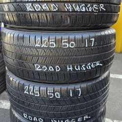 4 USED TIRES 225/50R17 ROAD HUGGER  w/90% Thread All 4 Installed $260